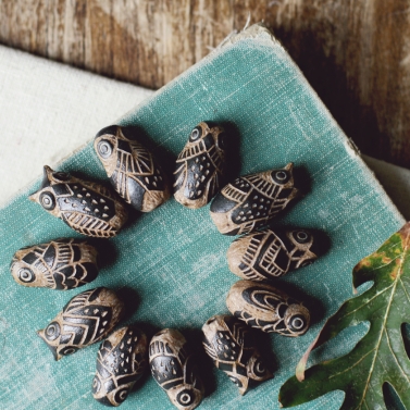 carve tribal owl beads 