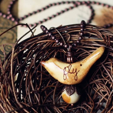 birds with words- necklace